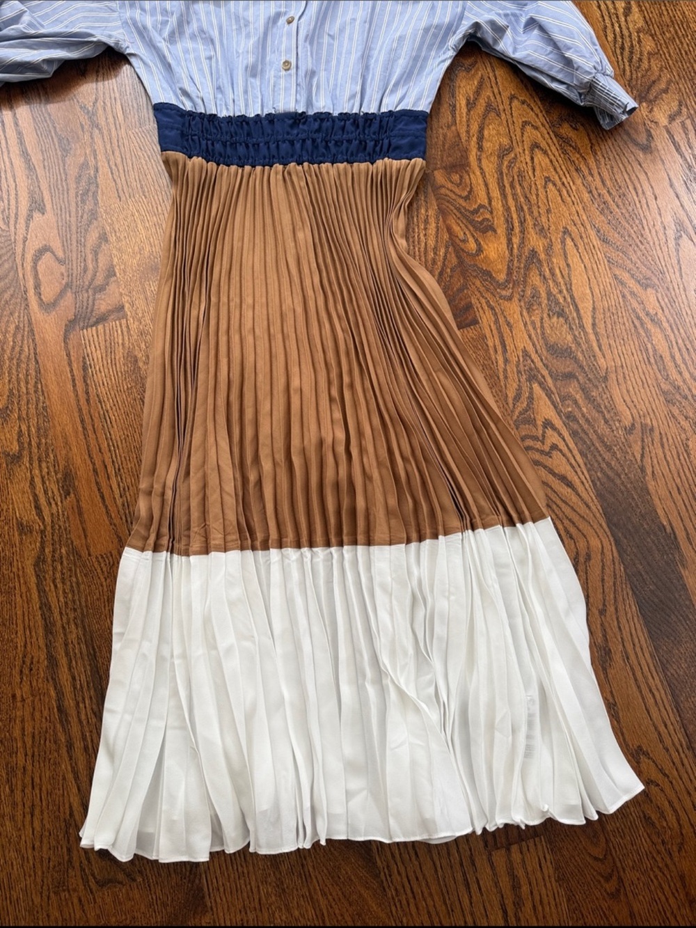 New Anthropologie The Somerset Colorblock Pleated Twofer Maxi Dress Size M - Picture 5 of 7